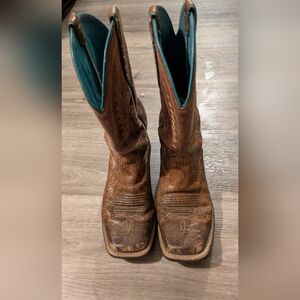 Ariat Teal Leather Cowboy Boots